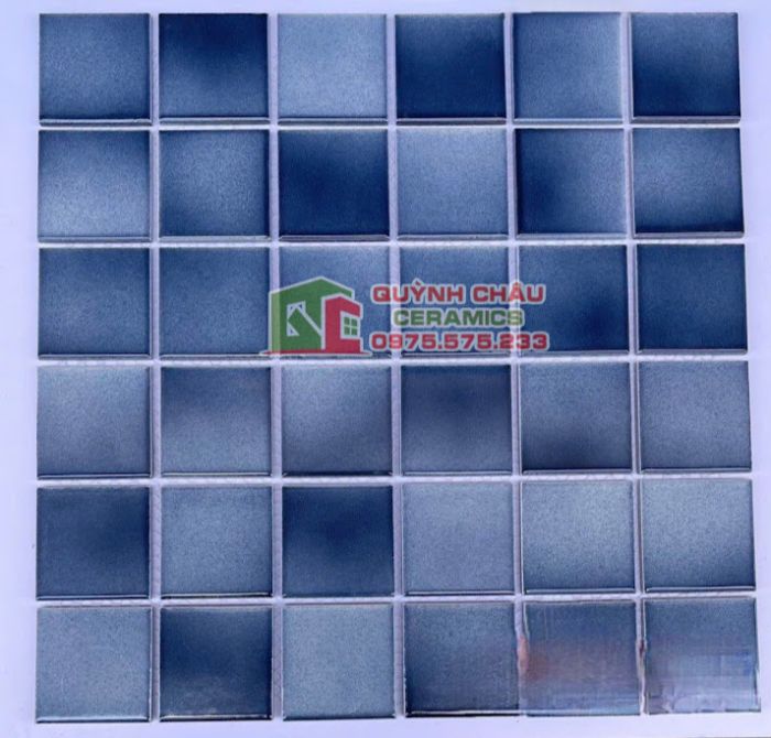 Gạch mosaic gốm mix màu xanh hiệu ứng