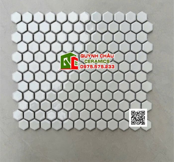 Gạch mosaic lục giác màu men trắng bóng