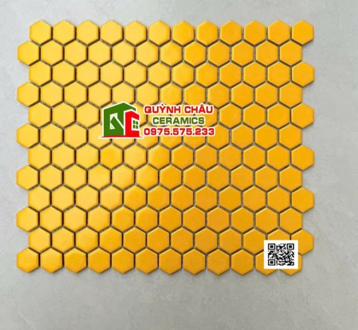 Gạch mosaic lục giác màu vàng đơn sắc