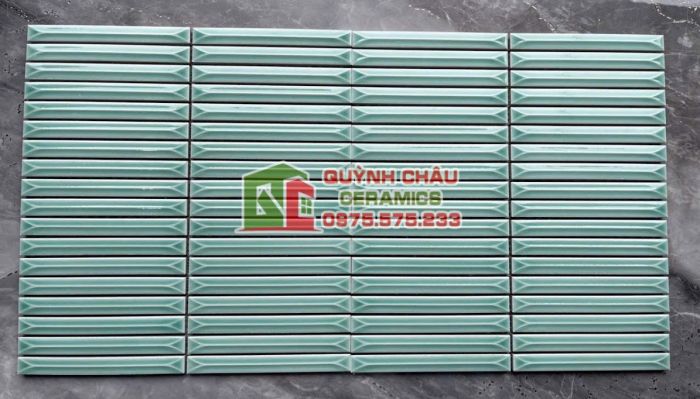 Gạch mosaic que đũa xanh mint vát cạnh