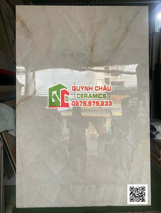 Gạch nhập khẩu ấn độ cao cấp 120x180 ốp lát biệt thự màu trắng họa tiết mây bồng bềnh Sky Onyx White