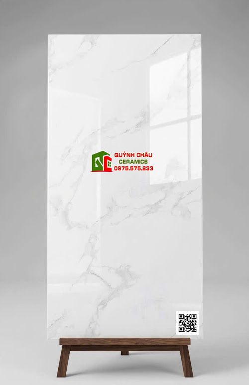 Gạch ốp lát khổ lớn bóng kính 60x120 trắng vân xám 