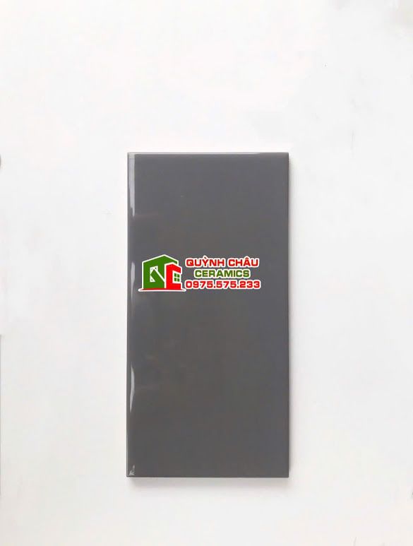 Gạch thẻ 10x20cm xám đậm bóng phẳng