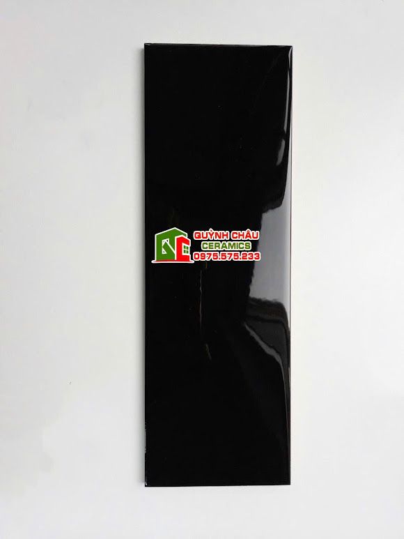 Gạch thẻ 10x30cm men màu đen bóng