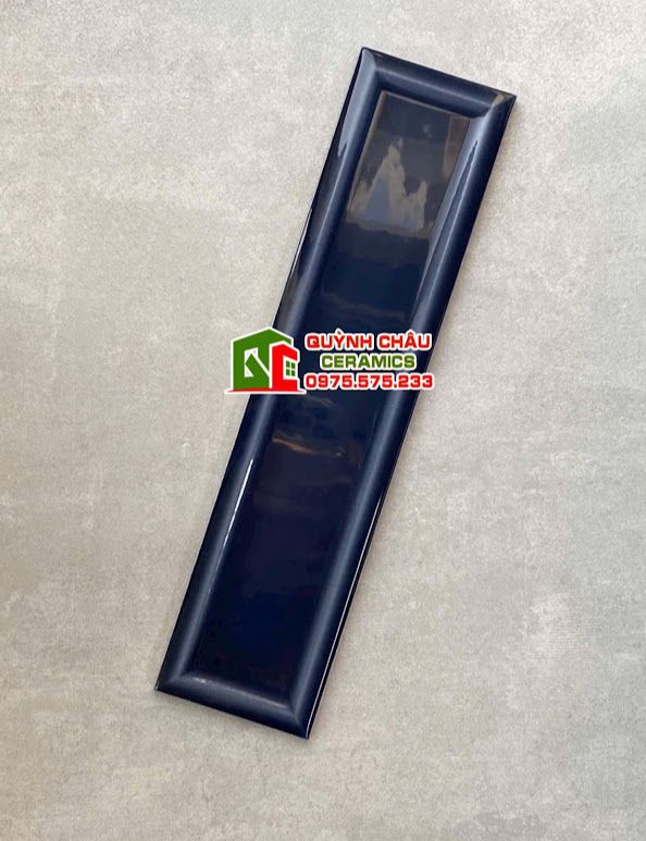  Gạch thẻ 6,8x28 lõm viền cạnh xanh dương bóng
