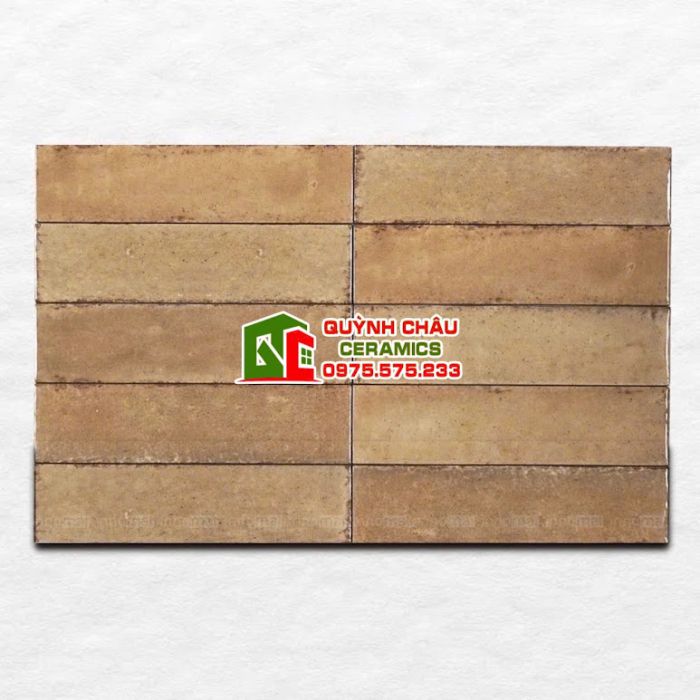 Gạch thẻ 6x24cm màu nâu gợn sóng hiệu ứng