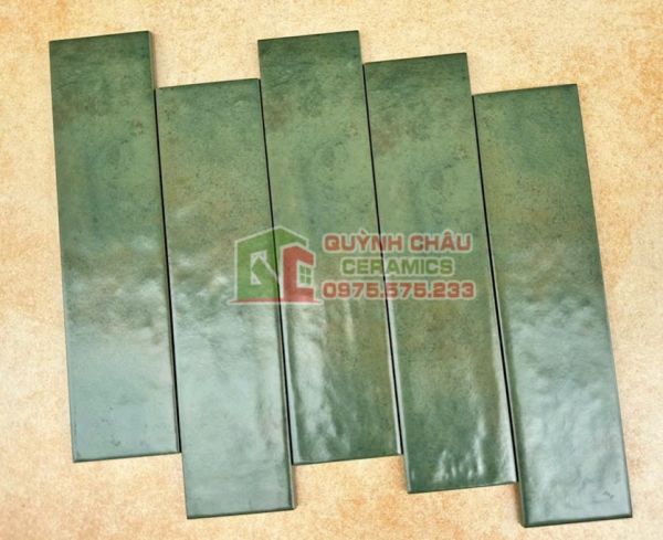 Gạch thẻ 75x300 mờ gợn sóng xanh đậm
