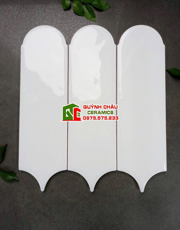 Gạch thẻ lông vũ gợn sóng màu trắng 