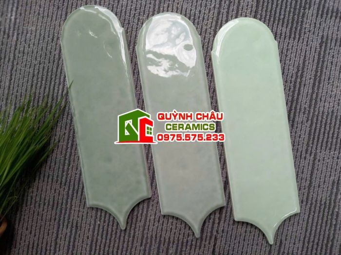 Gạch thẻ lông vũ màu xanh mint gợn sóng
