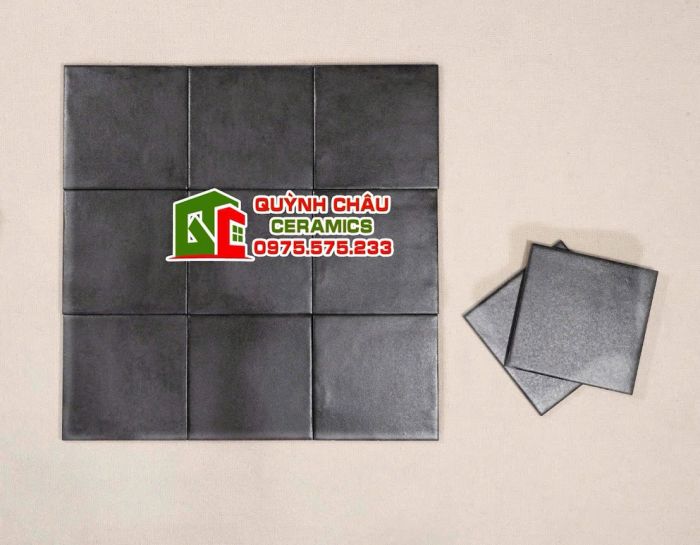Gạch thẻ mờ xám đen giả cổ 15x15 cm trung quốc