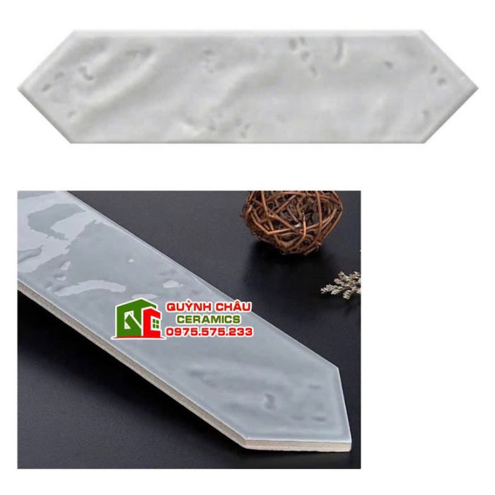 Gạch thẻ mũi tên gợn sóng màu xám nhạt