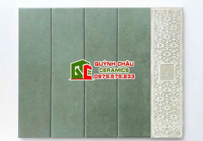 Gạch thẻ ốp tường cổ điển 75x300 màu xanh mờ