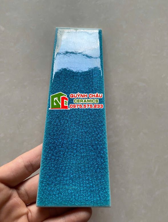 Gạch thẻ trang trí 6x20 xanh men rạn