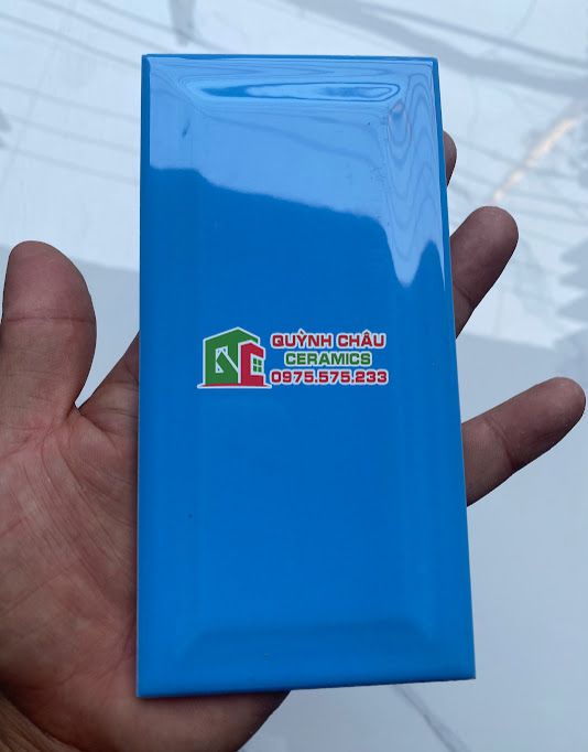 Gạch thẻ xanh bóng 75x150 vát cạnh