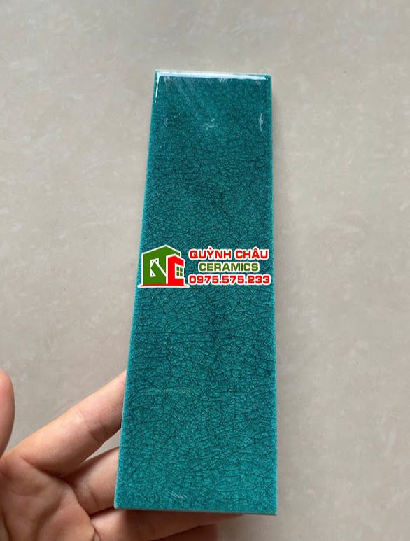 Gạch thẻ xương đá 6x20 xanh men rạn