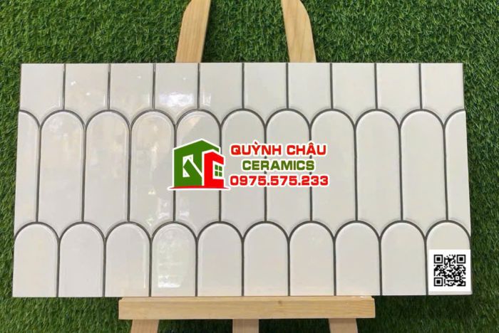  Gạch trang trí lông vũ 30x60 men trắng bóng