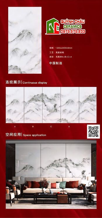 Gạch tranh 120x240 trang trí ốp phòng khách