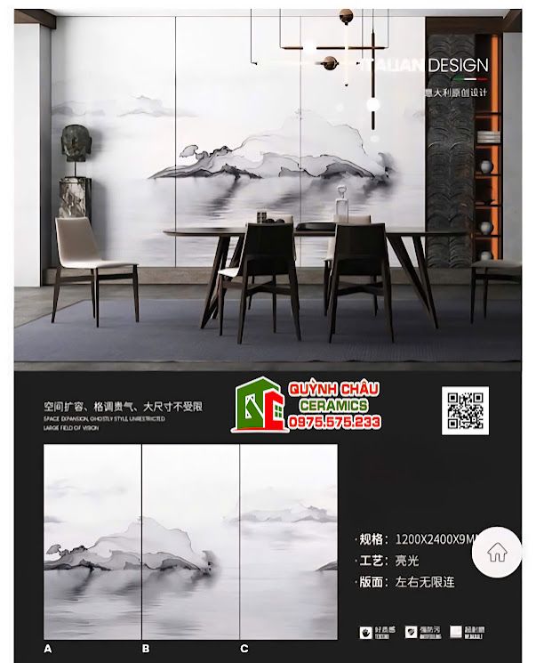 Gạch tranh khổ lớn 120x240 ốp tường trang trí