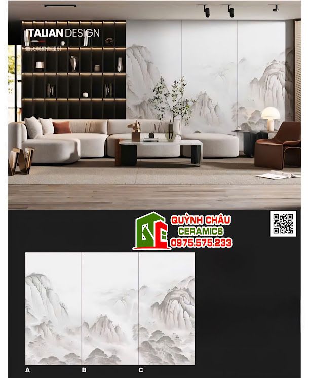 Gạch tranh trang trí 120x240 phòng khách