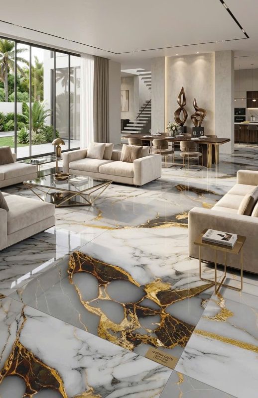 Gạch lát nền ấn độ 60x120 vân đá trắng vàng đẹp