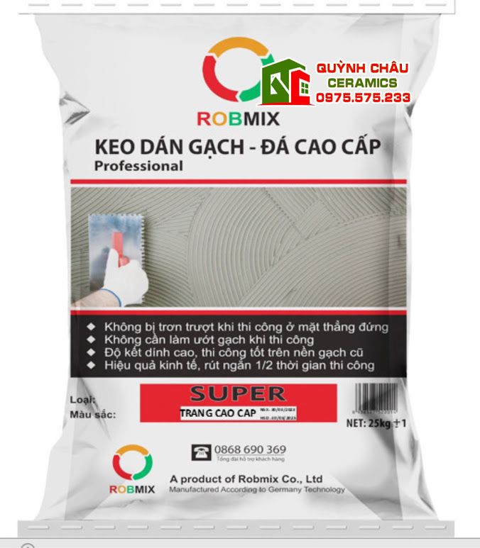 Keo dán gạch khổ lớn màu trắng bám dính tốt cao cấp