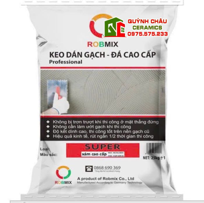 Keo dán gạch khổ lớn màu xám bám dính cao cấp