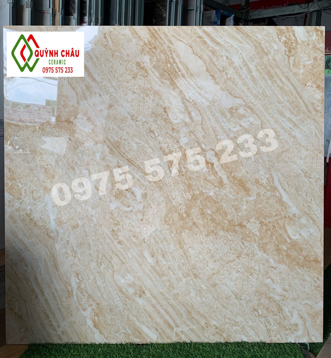 Gạch lát nền 1000x1000 vân vàng bóng kiếng cao cấp