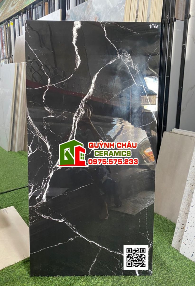 Gạch ốp trang trí 60x120 đen tia chớp ấn độ