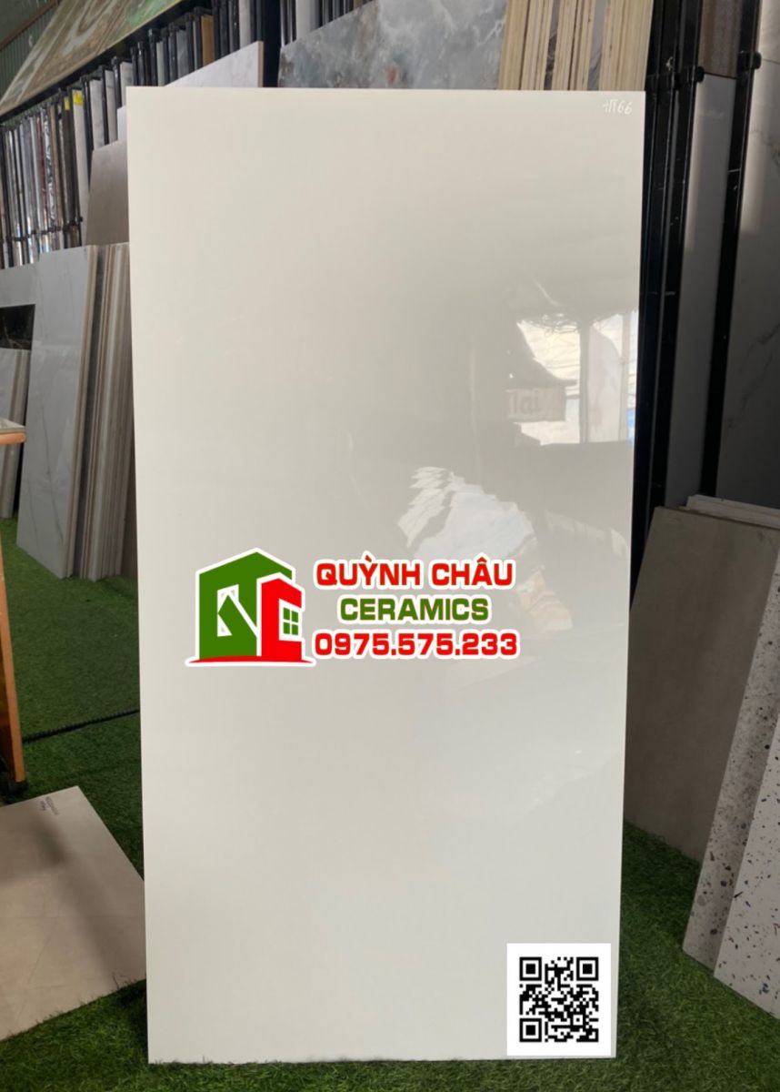Gạch lát nền men sứ trắng trơn 60x120 ấn độ cao cấp