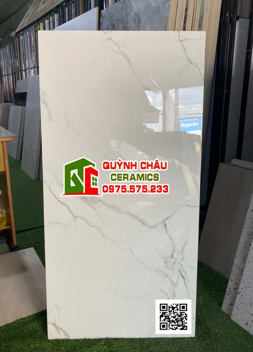 Gạch nhập khẩu trắng vân 60x120 ấn độ bóng kiếng Glossy