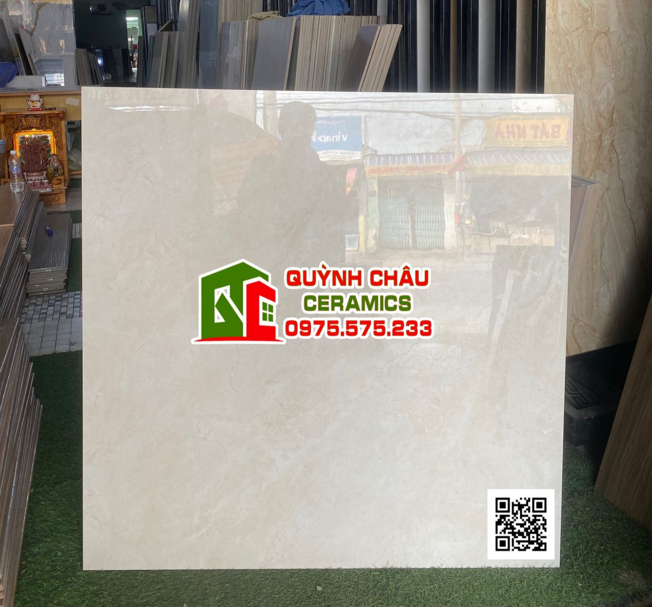 Đá bóng kiếng trung quốc 100x100 vân màu kem 