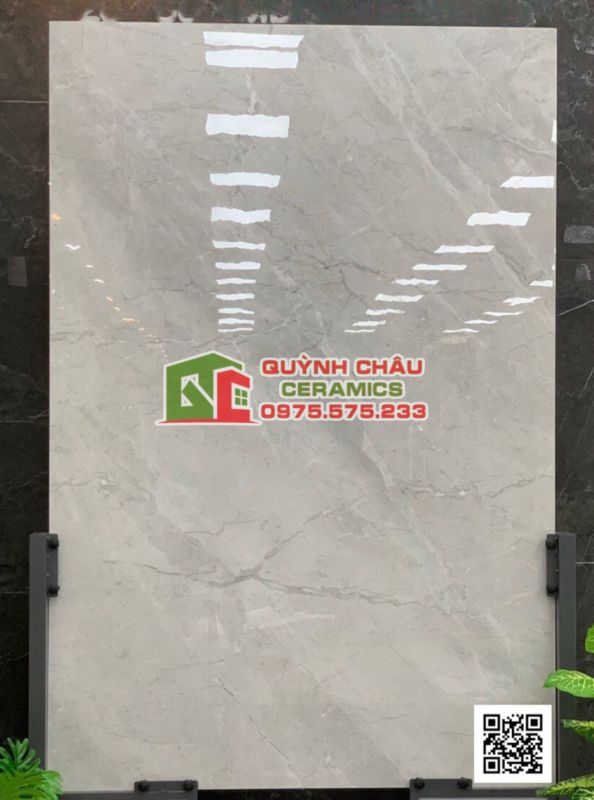 Gạch nhập khẩu bóng kiếng 120x180 ấn độ vân đá màu xám nhạt Armani Grey