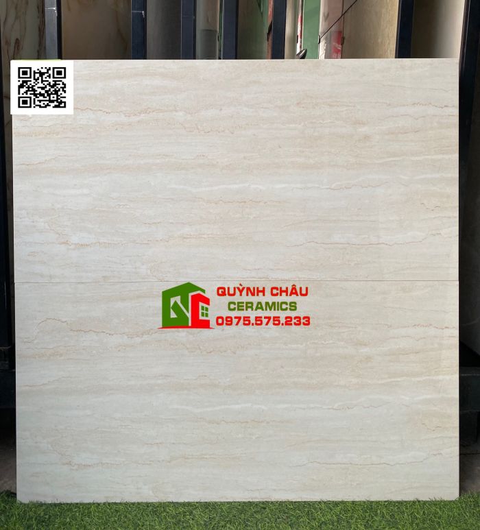 Gạch ốp tường vàng kem 40x80 vân đá sọc men bóng