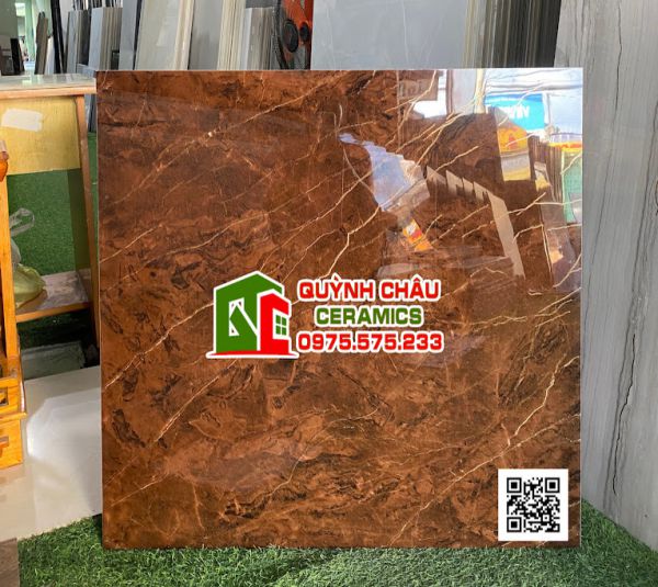 Gạch trung quốc 80x80 nâu khắc kim vàng siêu đẹp đá đồng chất 5199