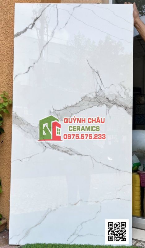 Đá bóng kiếng trắng vân khói 90x180 chống trầy xước