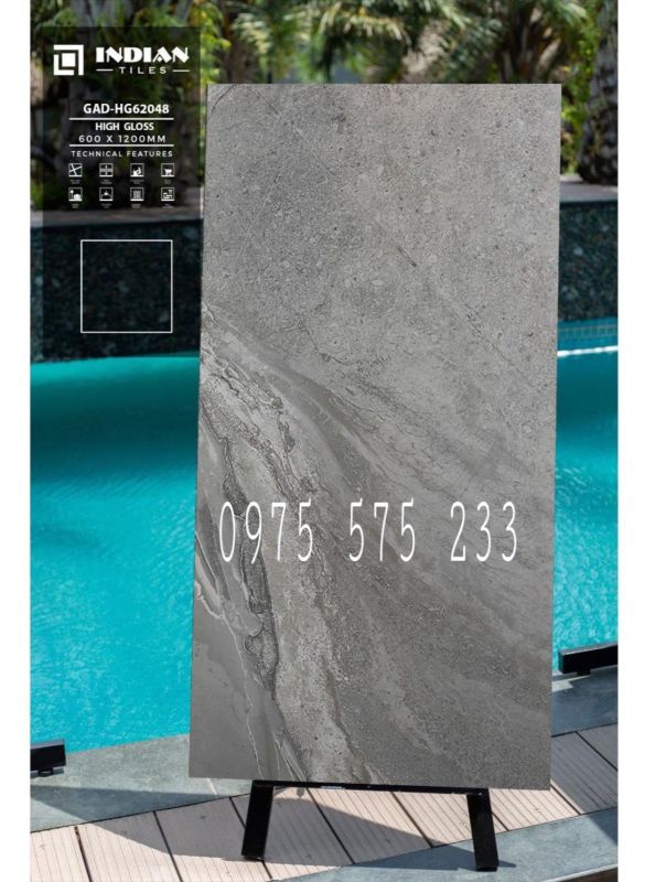 Gạch lát nền 60x120 vân đá xám bóng kính india ấn độ