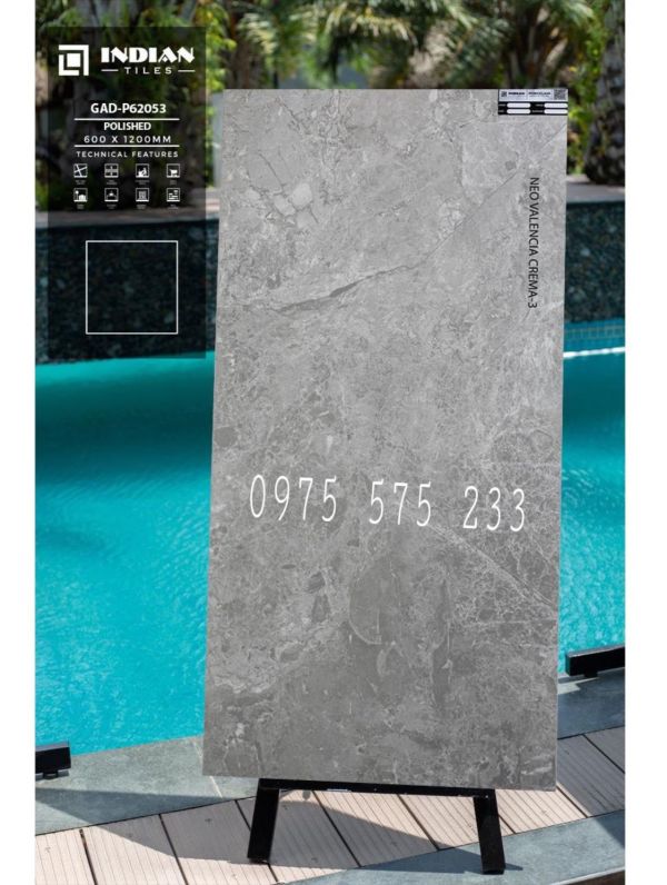 Gạch ốp lát biệt thự 60x120 vân đá xám bóng kính