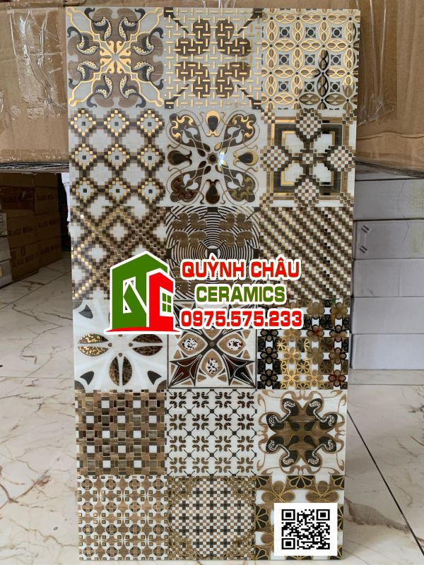 Gạch điểm 30x60 nhũ vàng đẹp lộng lẫy sang trọng mnk