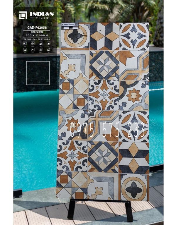 Gạch bông giả cổ họa văn lộn xộn 60x120 trang trí đẹp