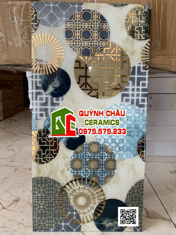 Gạch điểm xương đá 30x60 mạ vàng trang trí lộng lẫy mnk
