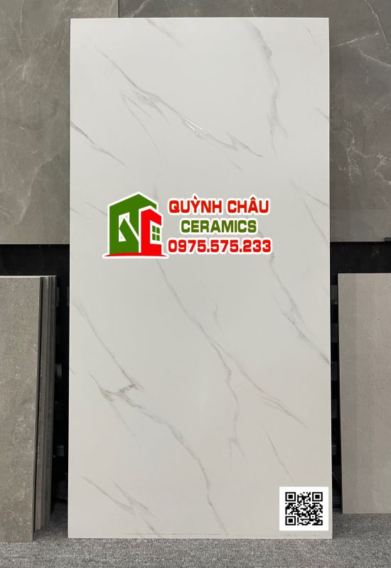 Gạch ấn độ 60x120 trắng mờ vân xám hiệu ứng carving độc đáo