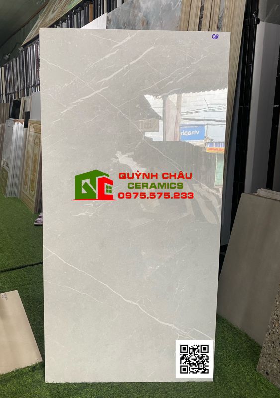 Gạch nhập khẩu ấn độ 60x120 màu xám vân đá Glossy bóng kiếng
