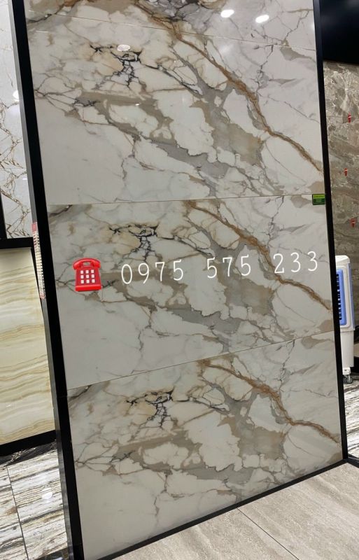 Gạch bóng kiếng 80x160 vân trắng xám bóng kiếng - gạch ốp lát 800x1600 biệt thự nhà vườn 3410