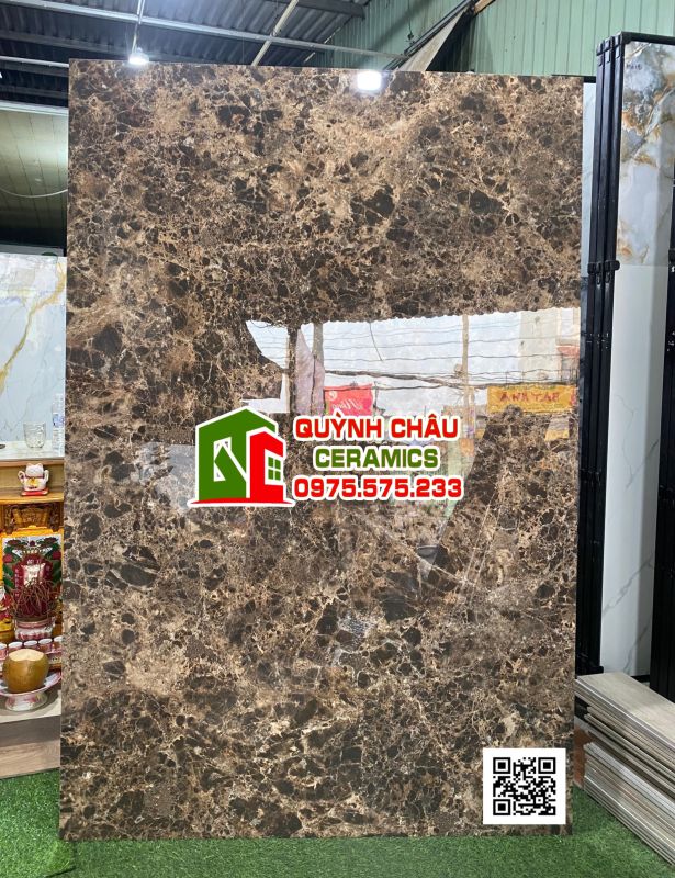Gạch khổ lớn nhập khẩu 120x180 vân đá nâu đậm Dark Emperador siêu bóng sang trọng