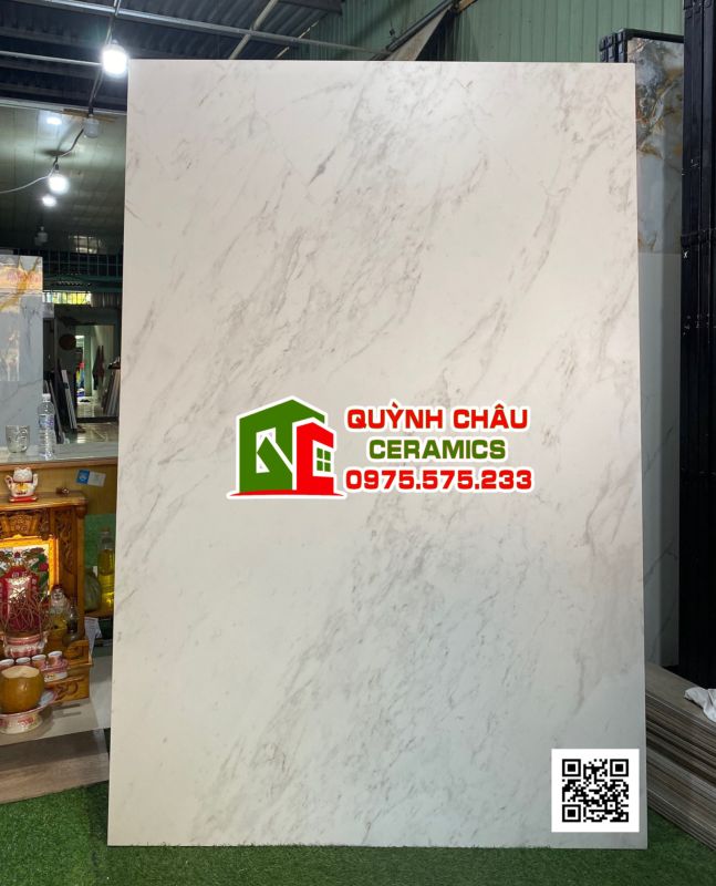 Gạch lát nền ấn độ 120x180 bề mặt mờ trắng vân đá nhẹ marble white