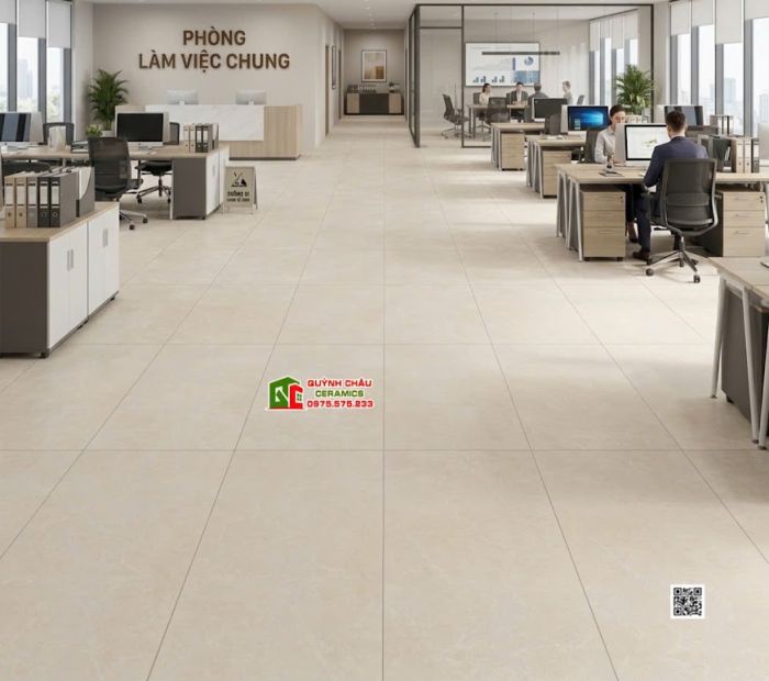 Gạch kis granite 60x120 đá mờ màu vàng kem nhạt