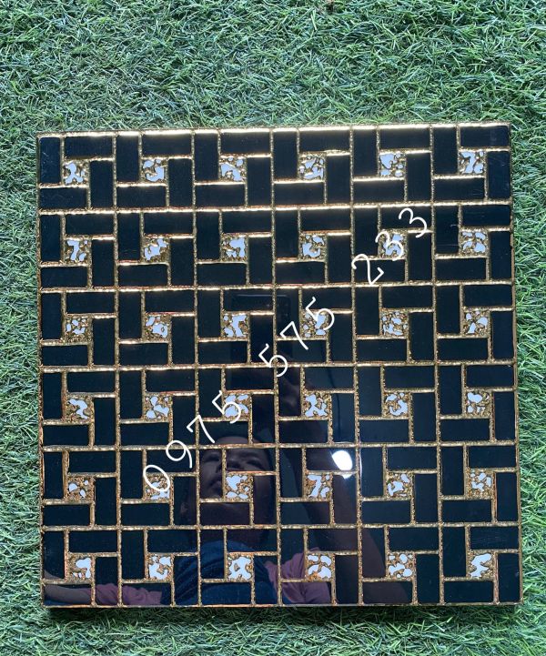 Gạch ốp lát 30x30 đen nhũ mạ vàng khắc kim đẹp