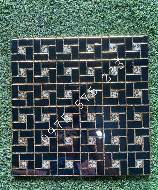 Gạch ốp lát 30x30 đen nhũ mạ vàng khắc kim đẹp