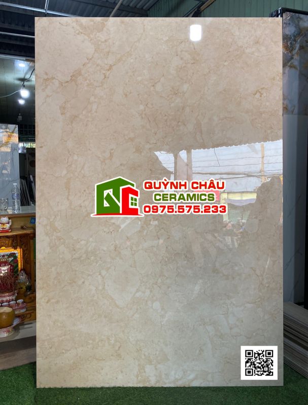 Gạch ốp lát 120 x180 màu vàng kem vân đá Mafil Beige siêu bóng nhập khẩu ấn độ