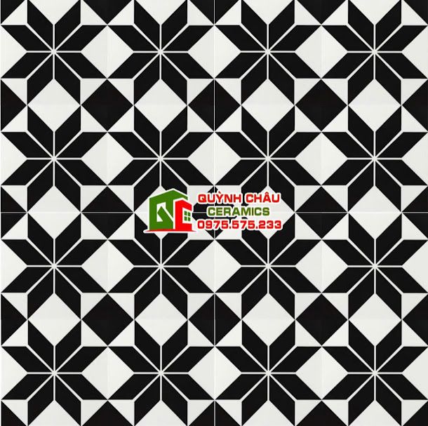 Gạch bông hoa văn đen 20x20 ấn tượng